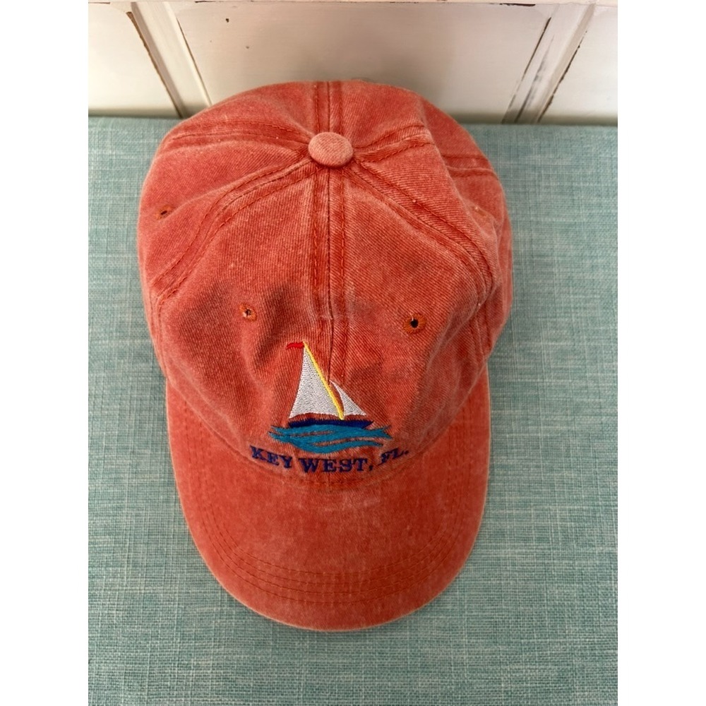 Life In Paradise KEY WEST Cap Dad Hat Washed Burnt Orange Sailboat Strapback - Picture 4 of 10